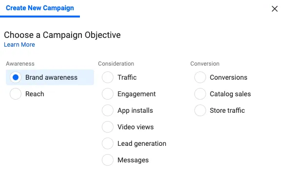 Choose a Campaign Objective