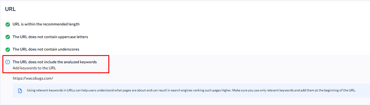 url optimization report