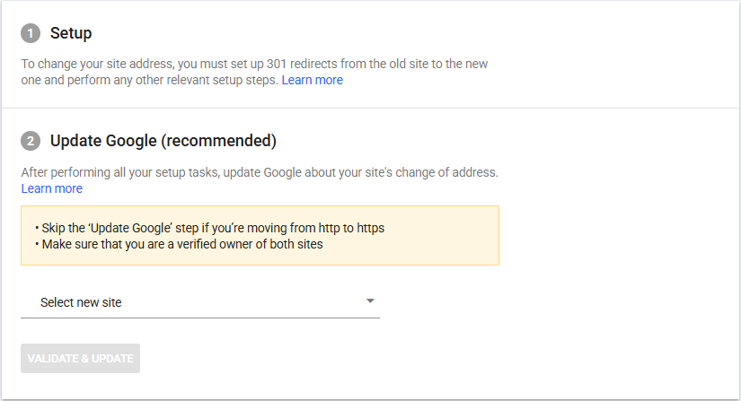 a screenshot where you change website address in GSC after migration